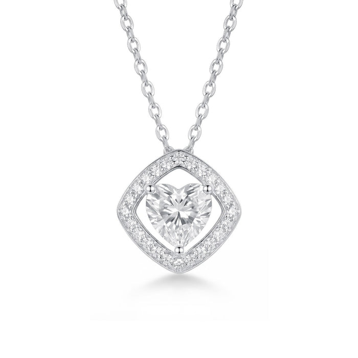 Inner Glow Solitaire Rhodium Plated 925 Silver Necklace