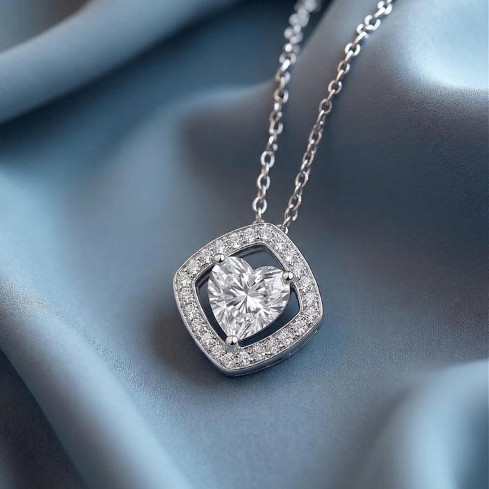 Inner Glow Solitaire Rhodium Plated 925 Silver Necklace