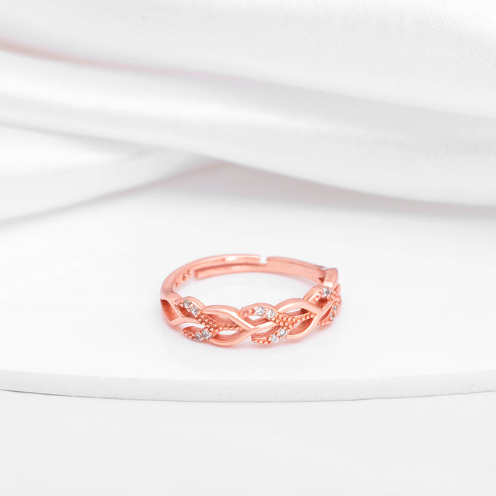 Interlacing Rose Gold Plated 925 Sterling Silver Ring