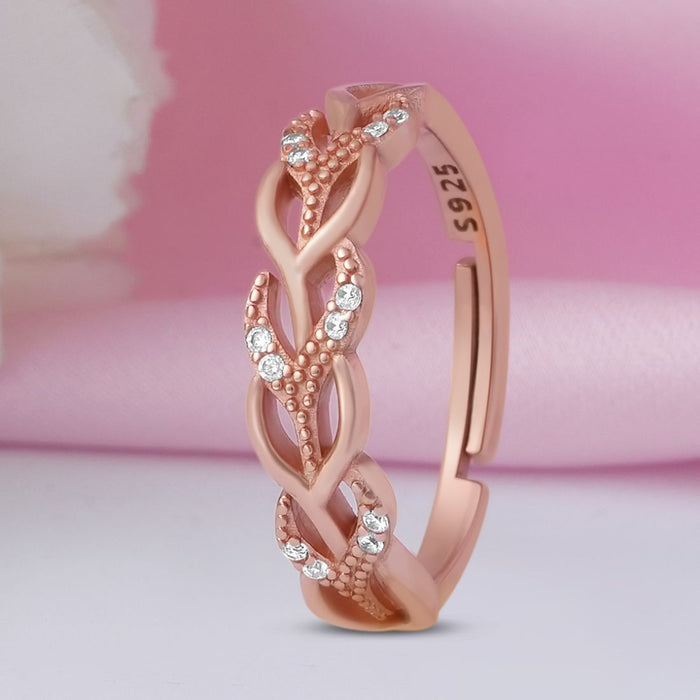 Interlacing Rose Gold Plated 925 Sterling Silver Ring