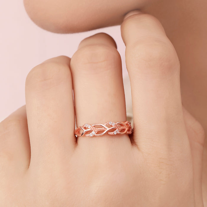 Interlacing Rose Gold Plated 925 Sterling Silver Ring