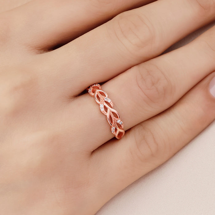 Interlacing Rose Gold Plated 925 Sterling Silver Ring