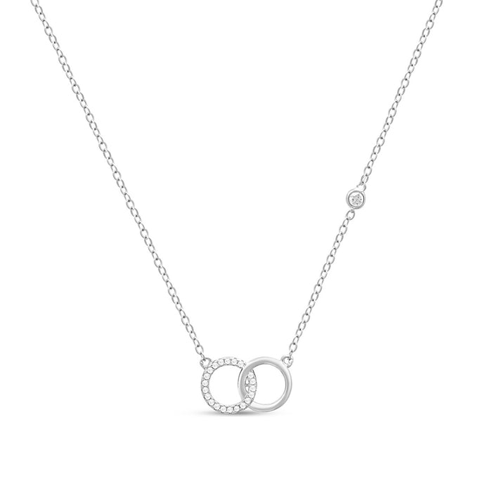 Interlinked Circle Rhodium Plated 925 Sterling Silver Necklace