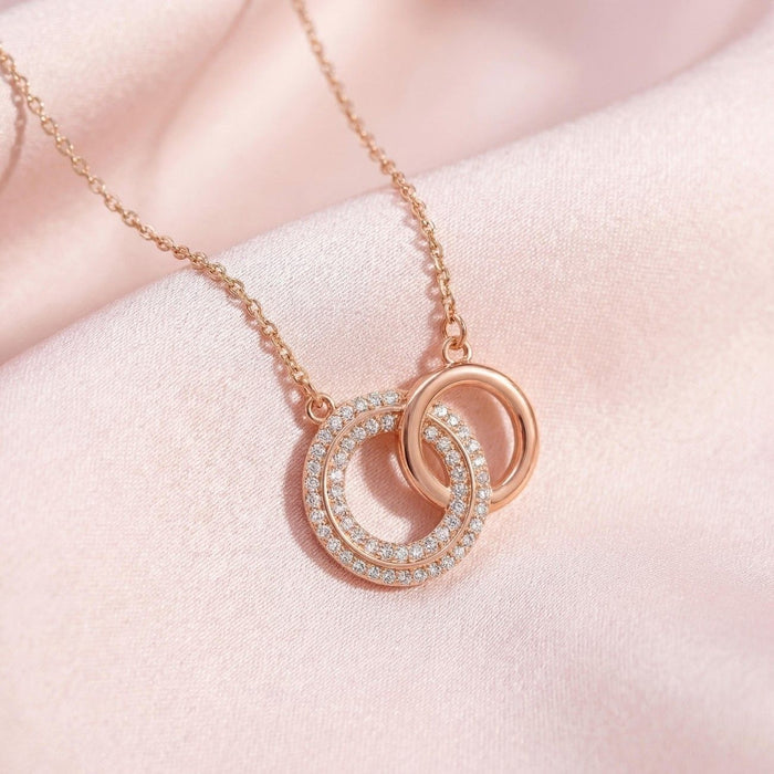 Interlinked Circle Rose Gold Plated 925 Silver Necklace