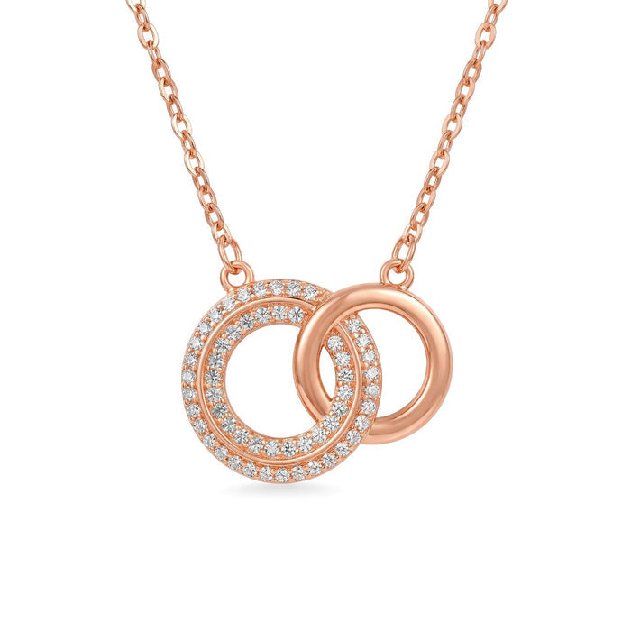 Interlinked Circle Rose Gold Plated 925 Silver Necklace