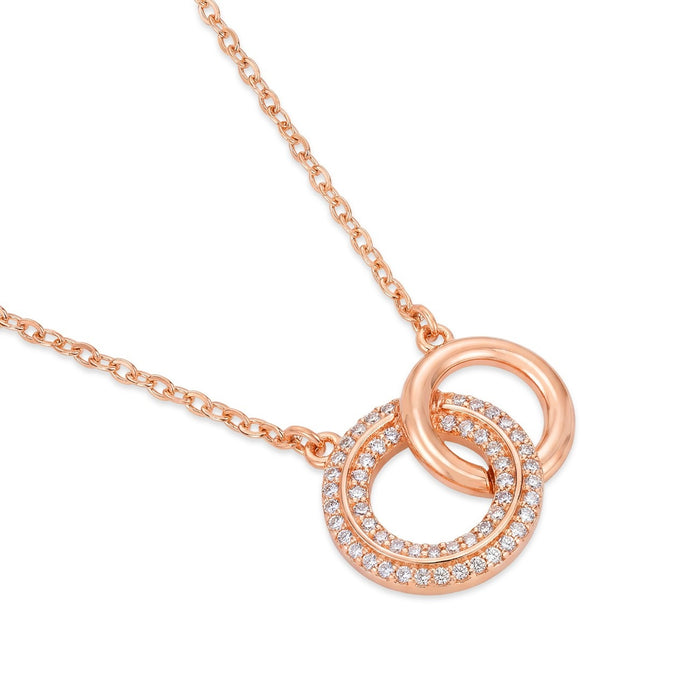 Interlinked Circle Rose Gold Plated 925 Silver Necklace