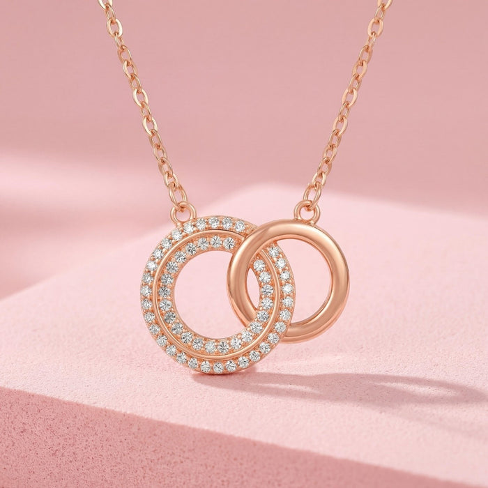 Interlinked Circle Rose Gold Plated 925 Silver Necklace