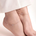 Interlinked Circles Rose Gold Plated 925 Silver Anklet