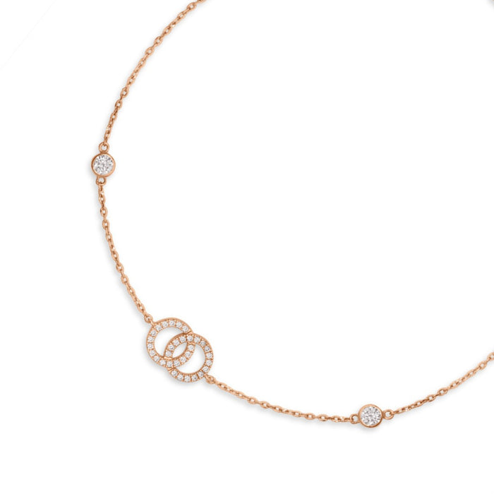 Interlinked Circles Rose Gold Plated 925 Silver Anklet