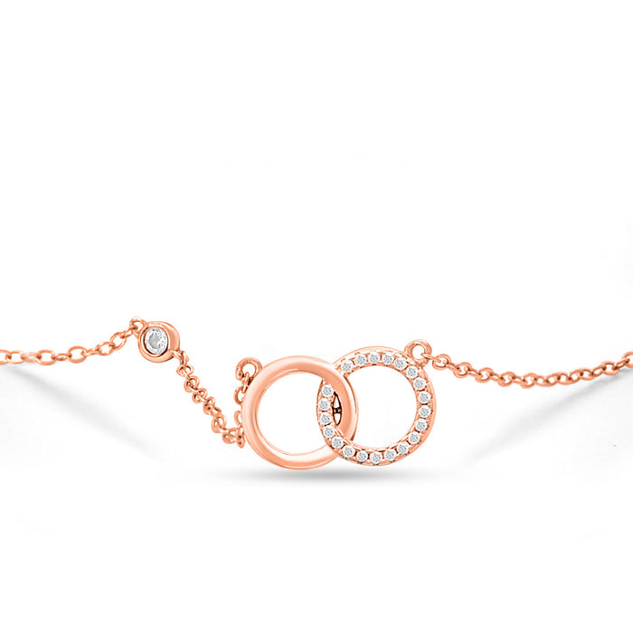 Interlinked Halo CZ Rose Gold Plated 925 Sterling Silver Pendant