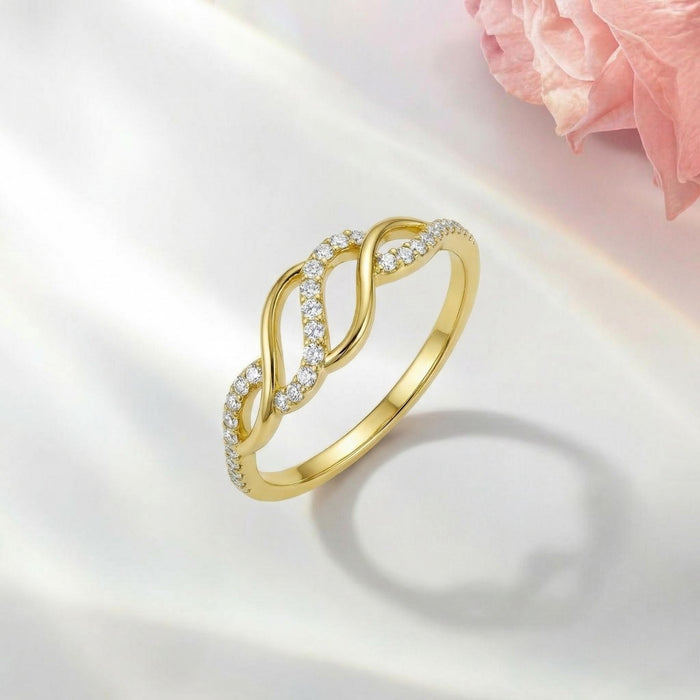 Interlinked Spark Gold Plated 925 Silver Ring (onesize)