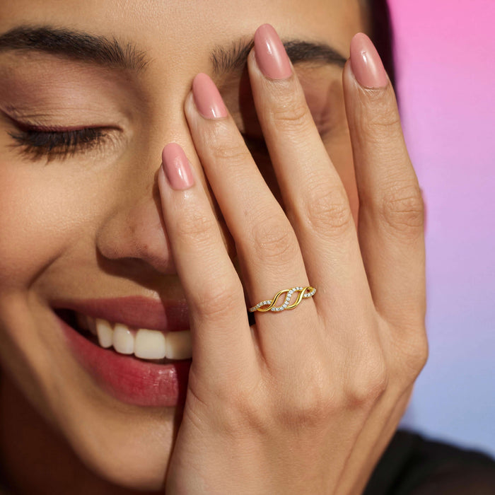 Interlinked Spark Gold Plated 925 Silver Ring (onesize)