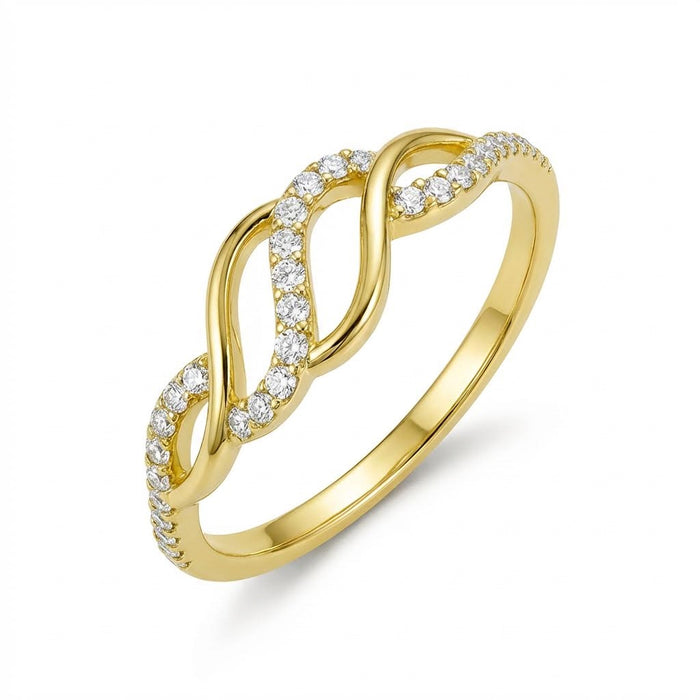Interlinked Spark Gold Plated 925 Silver Ring (onesize)