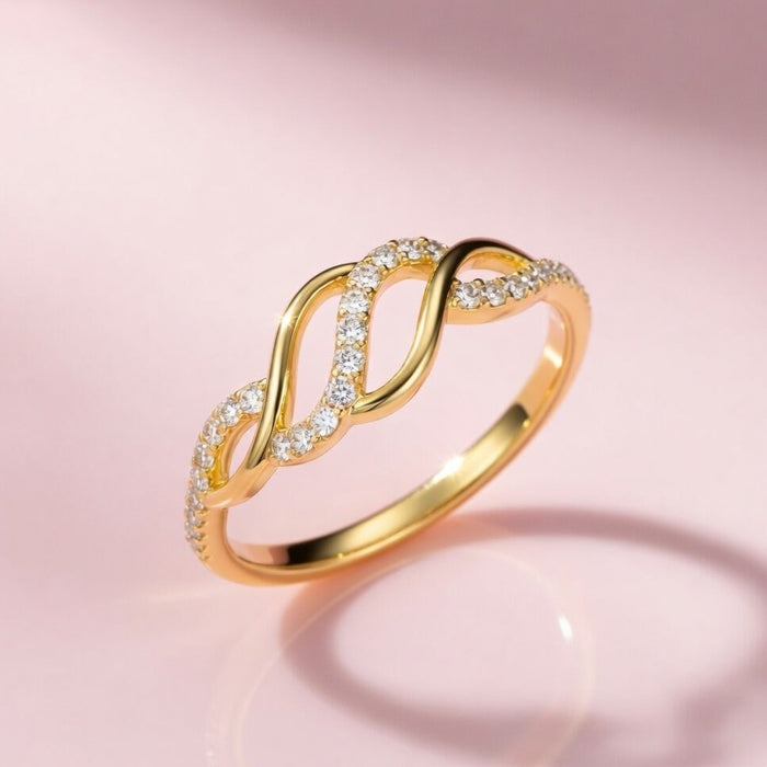 Interlinked Spark Gold Plated 925 Silver Ring (onesize)