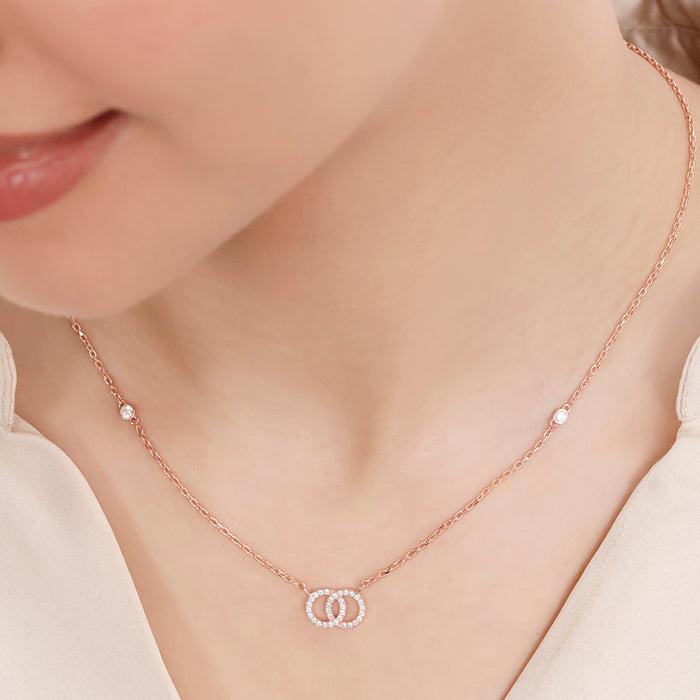 Intertwined Radiance Rose Gold Plated 925 Sterling Silver Necklace