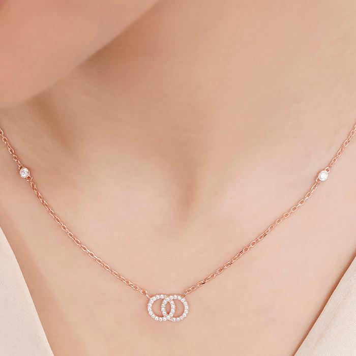 Intertwined Radiance Rose Gold Plated 925 Sterling Silver Necklace