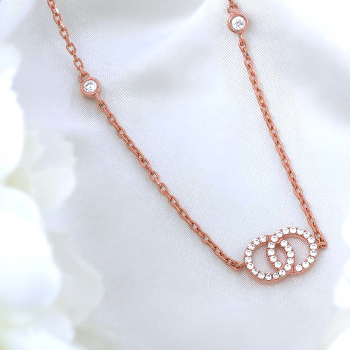 Intertwined Radiance Rose Gold Plated 925 Sterling Silver Necklace
