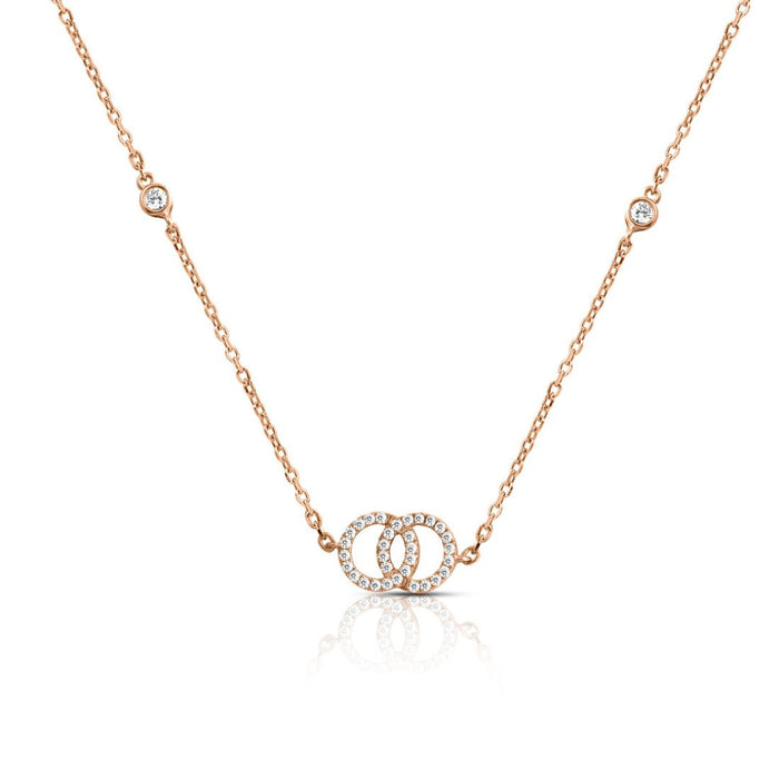 Intertwined Radiance Rose Gold Plated 925 Sterling Silver Necklace