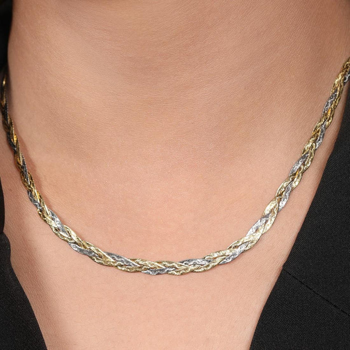 Interwoven Harmony Dual Tone-Plated 925 Sterling Silver Necklace