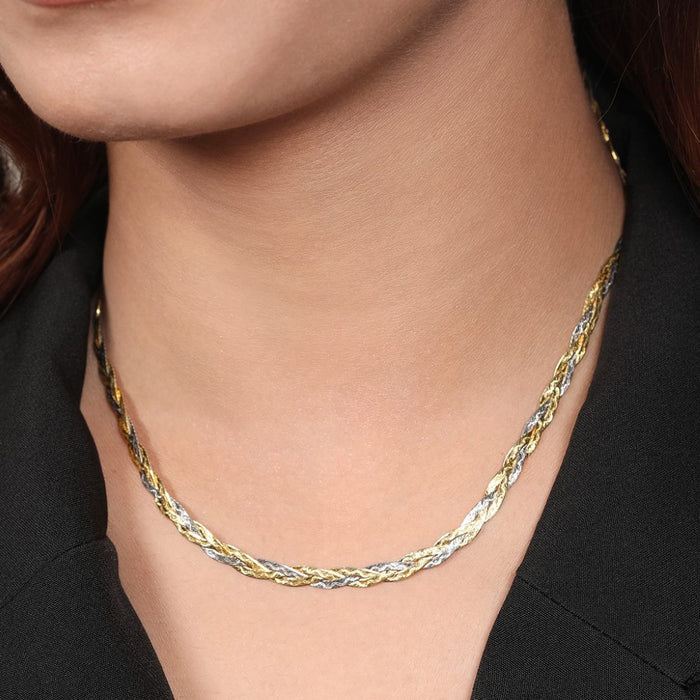 Interwoven Harmony Dual Tone-Plated 925 Sterling Silver Necklace
