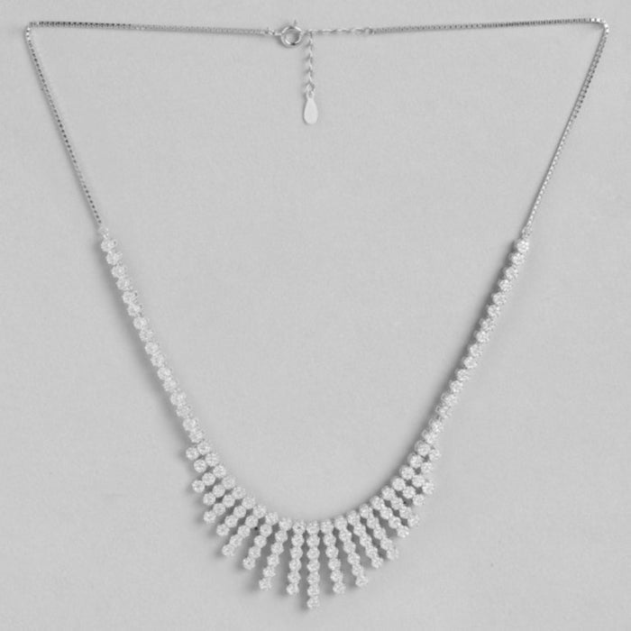 Iridescent Elegance CZ Rhodium-Plated 925 Sterling Silver Necklace