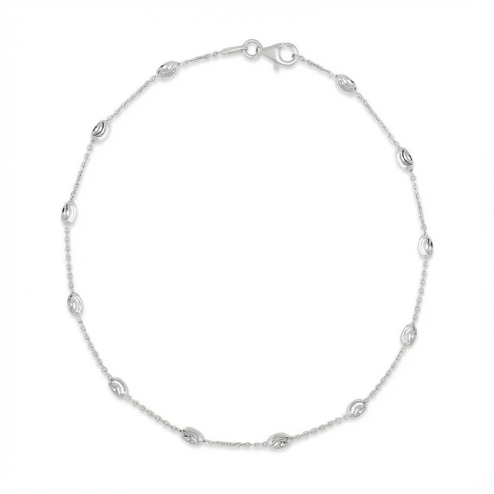 Italian Beads Rhodium Plated 925 Silver Anklets
