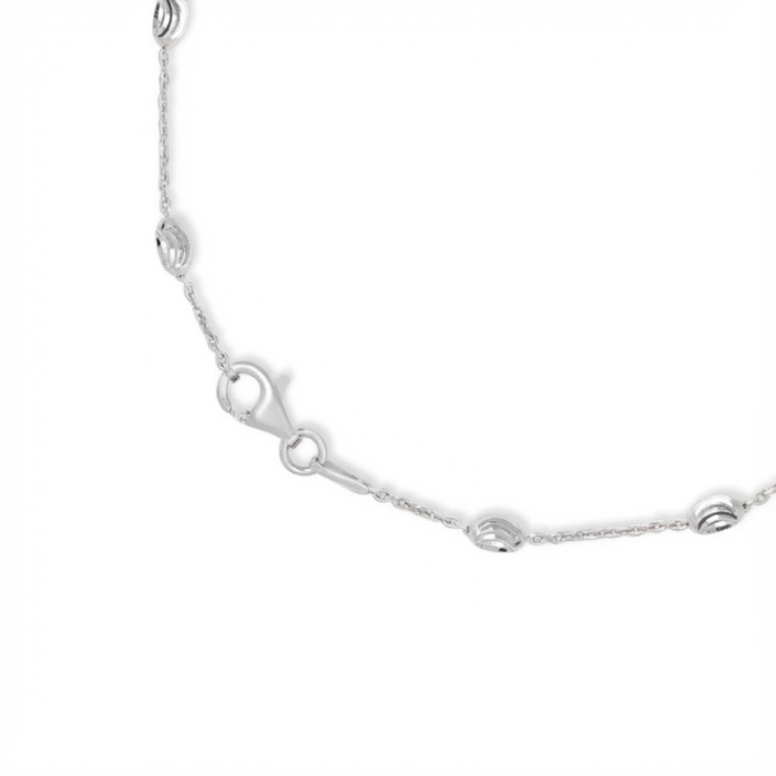 Italian Beads Rhodium Plated 925 Silver Anklets