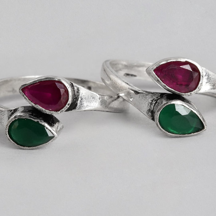 Jeweled Harmony Silver-Plated 925 Sterling Silver Toe Ring