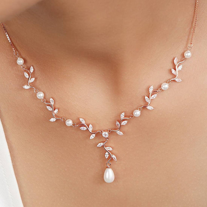 925 Sterling Silver Dazzling Rose Gold-Plated CZ 925 Sterling Silver Pendant Necklace for Women – Zavya