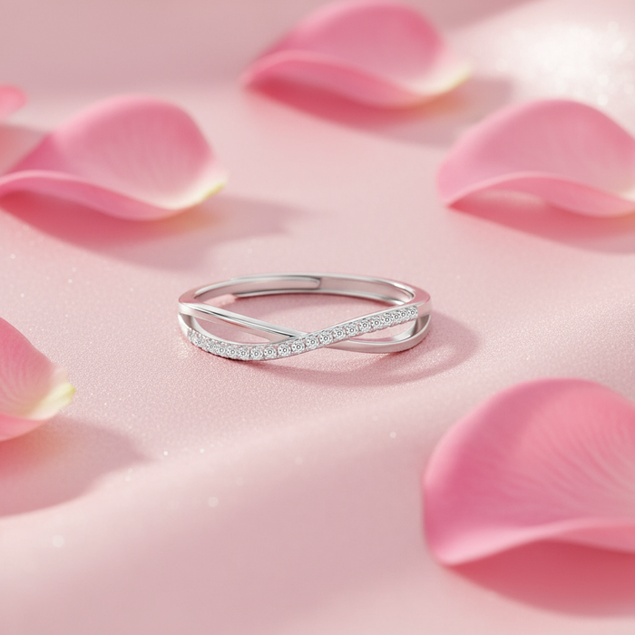 925 Sterling Silver Infinite Sparkle Adjustable Rhodium Plated Ring (Adjustable) for Women – Zavya