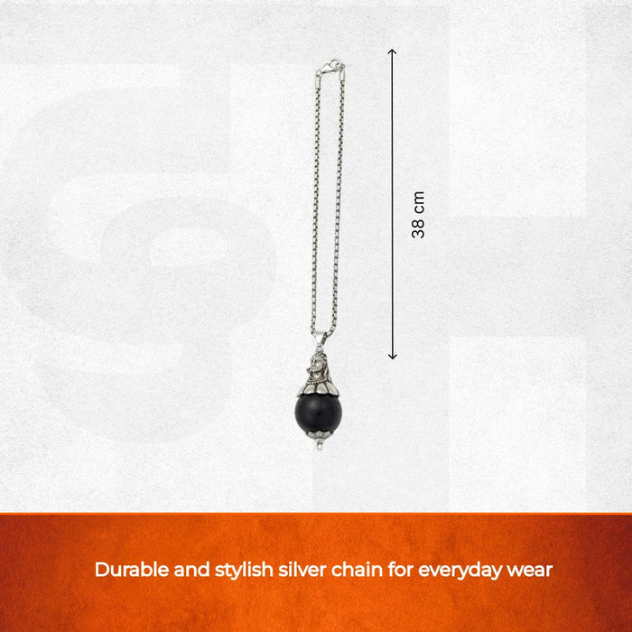 Karungali Bead with Adiyogi Pendant in Silver Chain - view 4