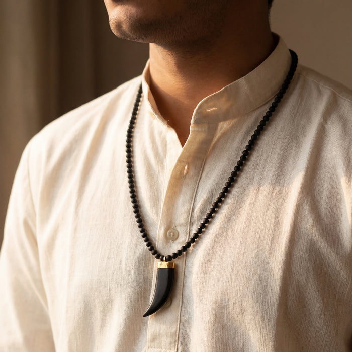 Karungali Dant Mala 4MM | Ebony Wood & Sacred Tooth Bead