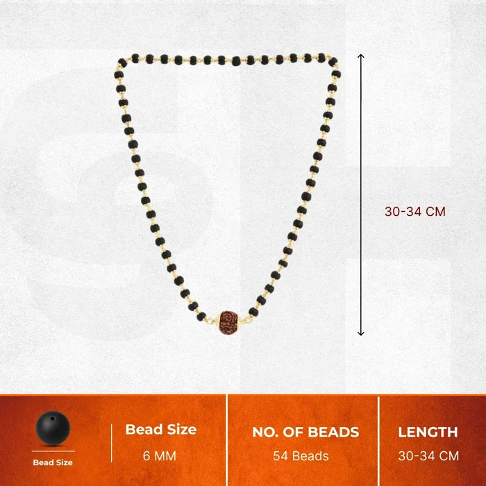 Karungali Mala in Silver-Cap with 5 Mukhi Rudraksha - view 3