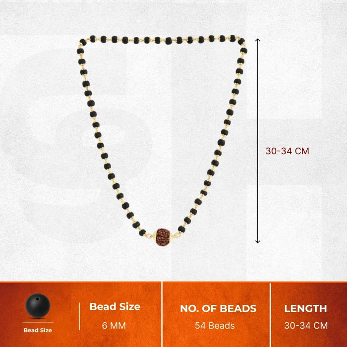 Karungali Mala in Silver-Cap with 7 Mukhi Rudraksha