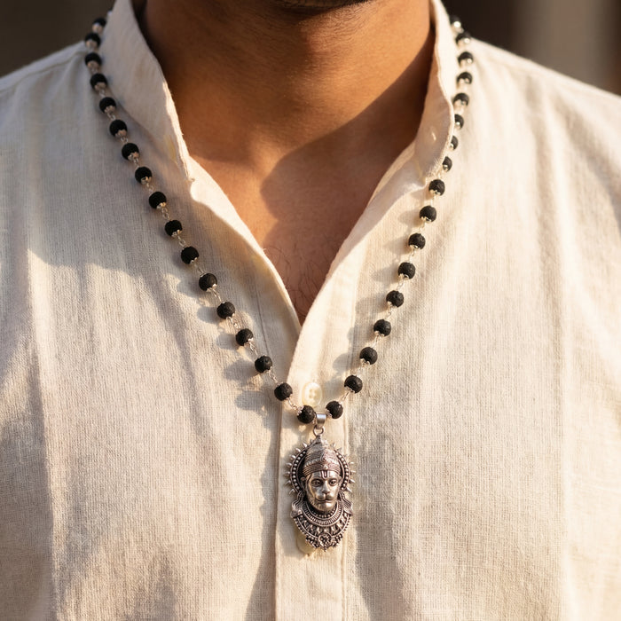 Karungali Mala with Hanuman Face - Silver