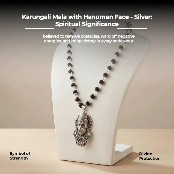 Karungali Mala with Hanuman Face - Silver - view 2