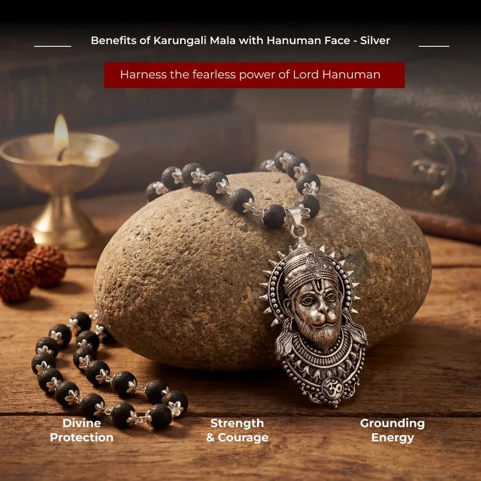 Karungali Mala with Hanuman Face - Silver - view 4