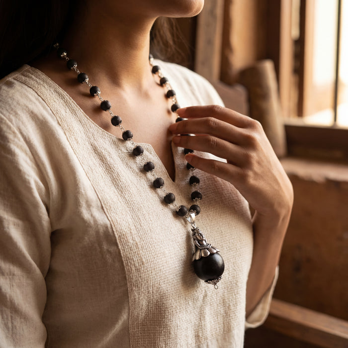 Karungali Mala with Karungali Bead and Adiyogi Pendant