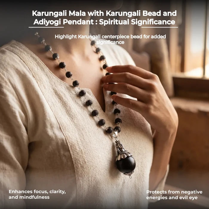 Karungali Mala with Karungali Bead and Adiyogi Pendant - view 5