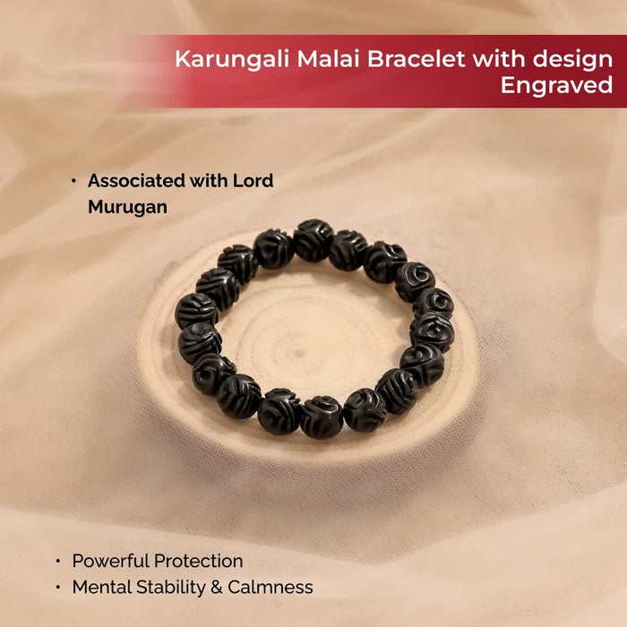 Karungali Malai Bracelet with design Engraved with Govt. Certification - view 2