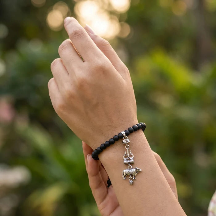 Karungali Malai Bracelet with Shiv Nandi Trishul - view 2