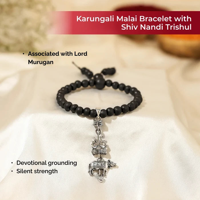 Karungali Malai Bracelet with Shiv Nandi Trishul - view 5