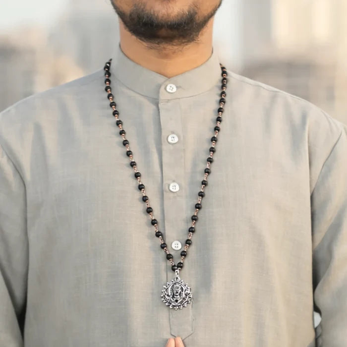 Karungali Malai (Copper wire) with Lord Murugan Face Pendant - view 2