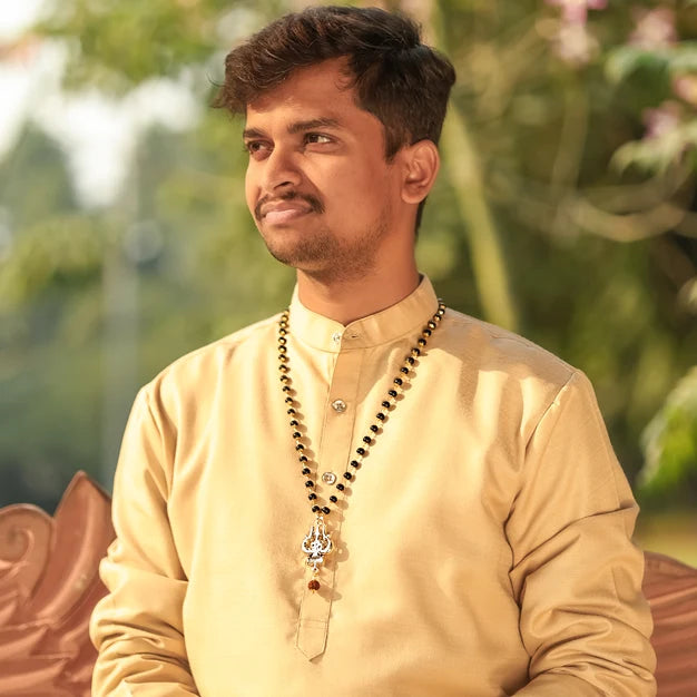 Karungali Malai in Gold-Cap with Shiv Trishul & Rudraksha Pendant Lifestyle Men