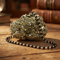 Karungali Malai Silver Cap Necklace & Raw Pyrite Combo (Certified)