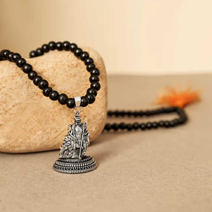 Karungali Malai with lord murgan with base 6mm