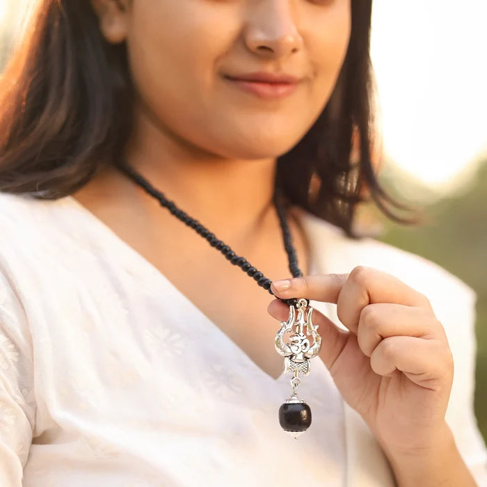 Karungali Malai with Om Shiva Trishul with Larger Bead - view 5
