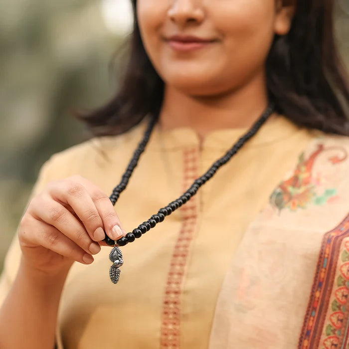 Karungali Malai with Vel Peacock Pendant Lifestyle Female
