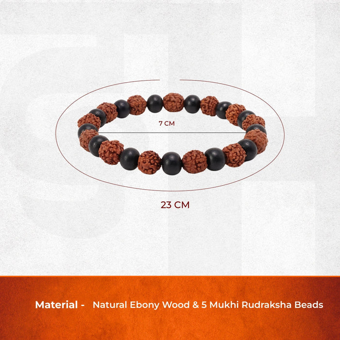 Karungali Rudraksha Bracelet - Natural Ebony Wood & 5 Mukhi Rudraksha Beads - view 5