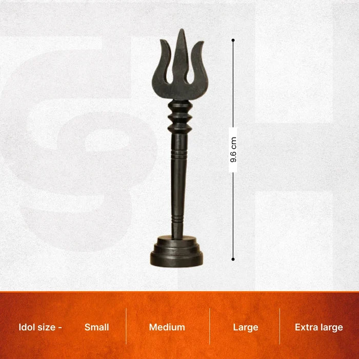 Karungali Shiva Trishool with Base - Crafted from Natural Ebony Wood - view 3